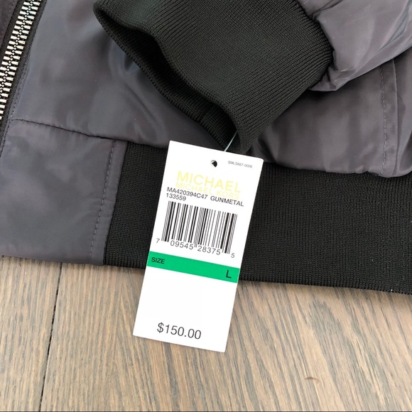 Michael Kors Insulated Gunmetal Bomber Jacket - Picture 6 of 7
